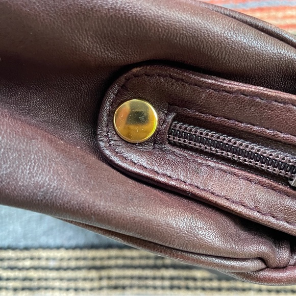 Vintage Etienne Aigner Dark Brown Satchel with Gold Buckle - Picture 3 of 13